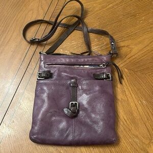 Nino Bossi Purple 2 Tone Leather Crossbody Handbag Purse Adjustable Strap